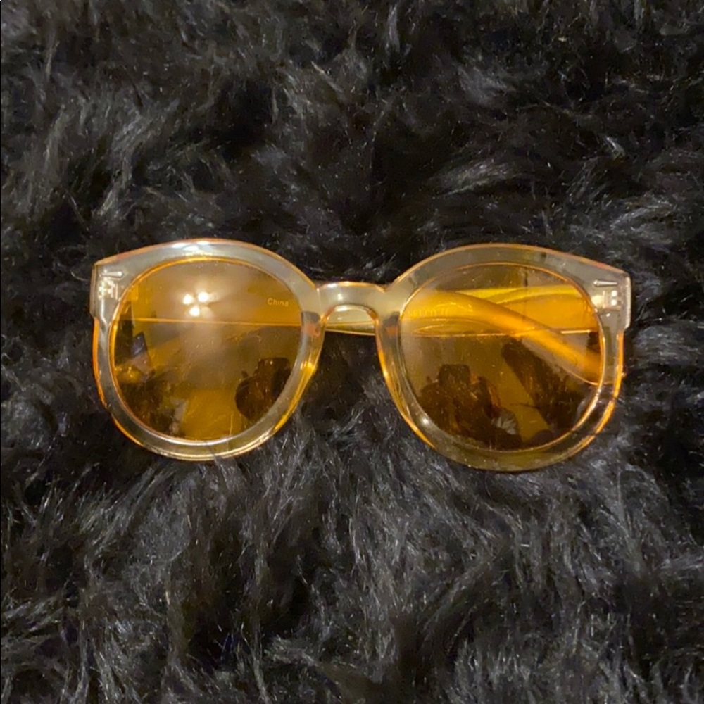 Clear Orange Round Sunglasses